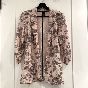 Floral Pink and Black Lasercut Lace Blazer